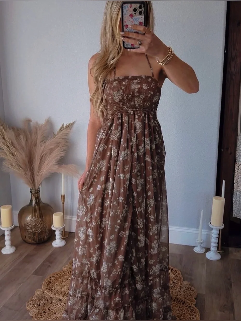 NWT Boho Festival Floral Strappy Back Maxi Dress - Picture 7 of 7